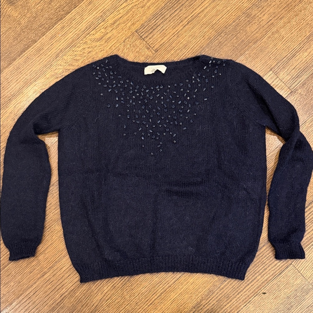Elegant Black Sweater with Beaded Detail